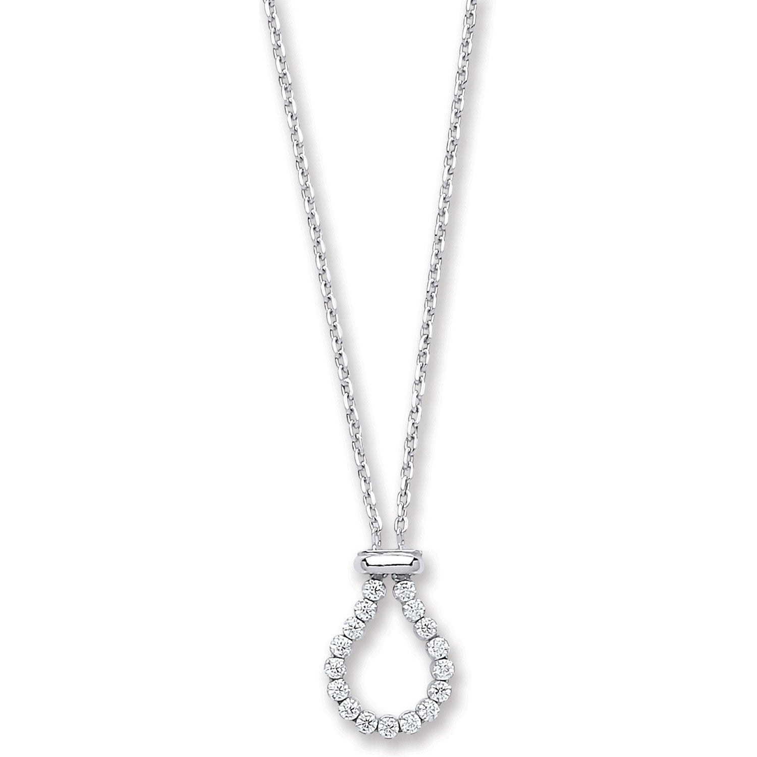 Silver Belcher with Pear Cz Link Chain