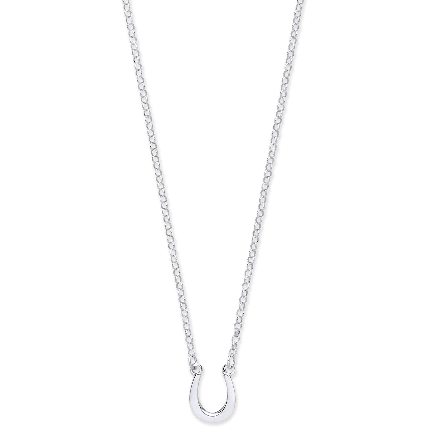 Silver Lucky Horseshoe Necklace 16" - Silver