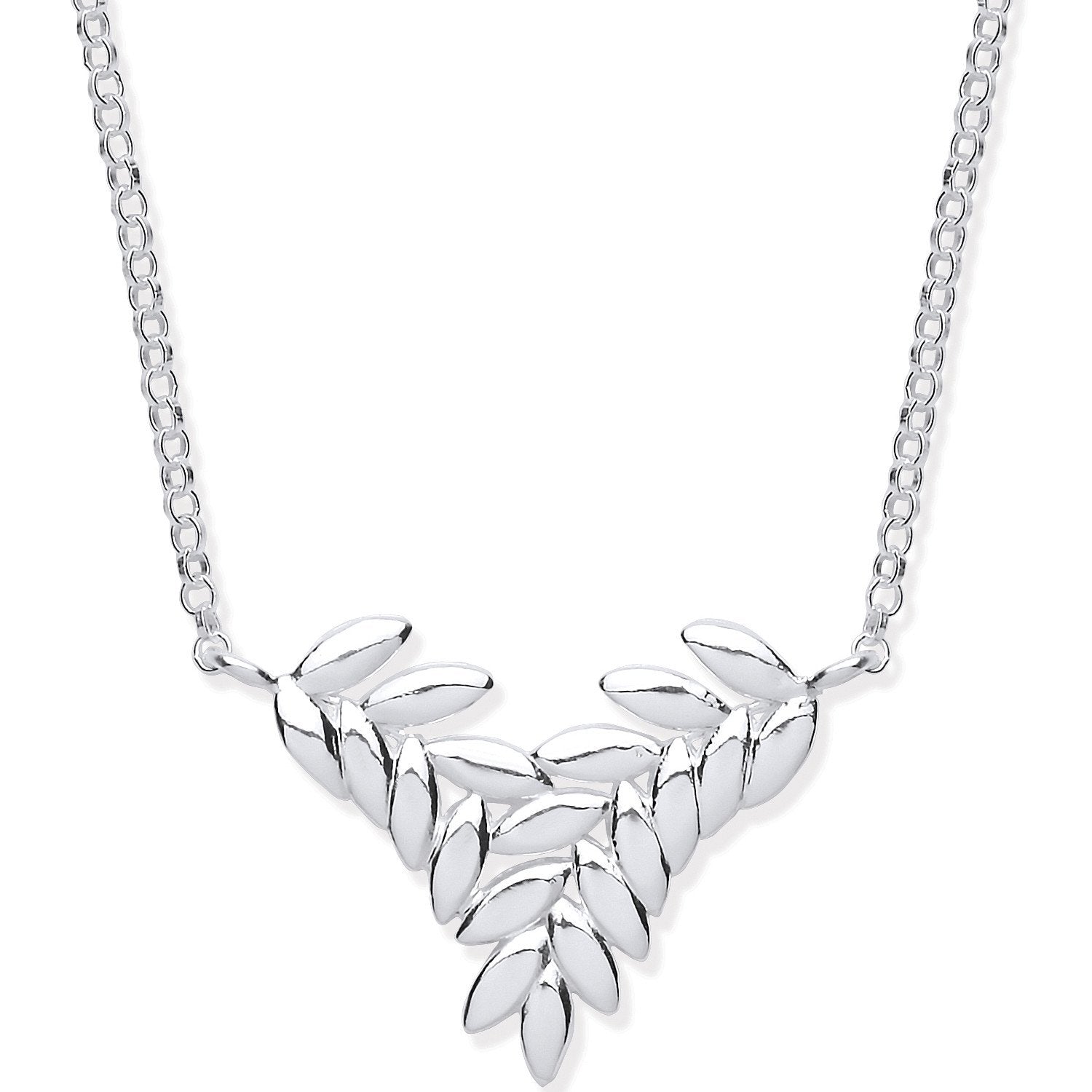 Silver Barley Leaf Necklace 16"