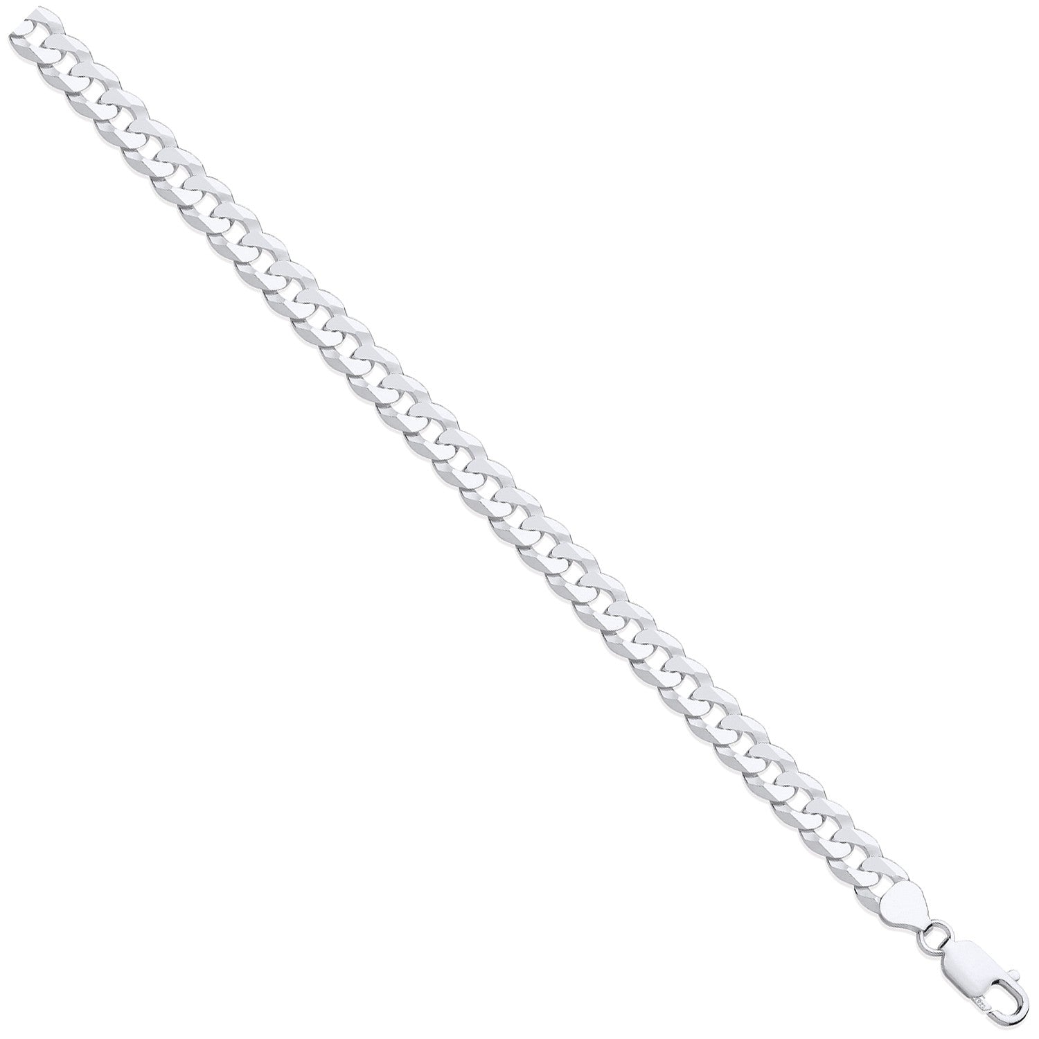 Silver 8mm Economy Flat Curb Chain - Silver