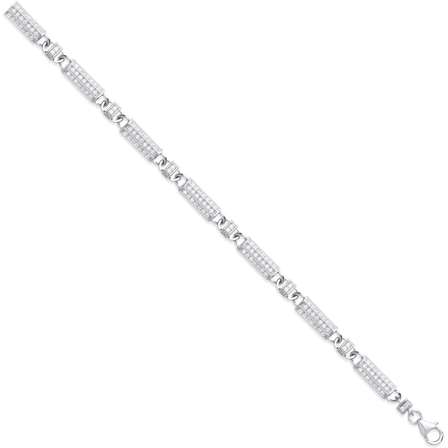 Silver 6mm Bullet Link Cz Set Chain/Bracelet