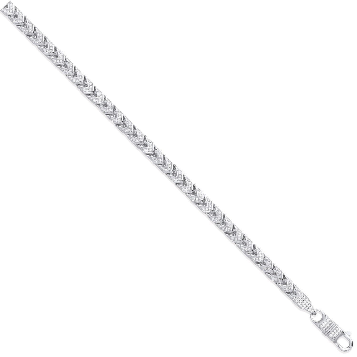 Silver 6mm Franco Cubic Zirconia Set Chain/Bracelet - Silver