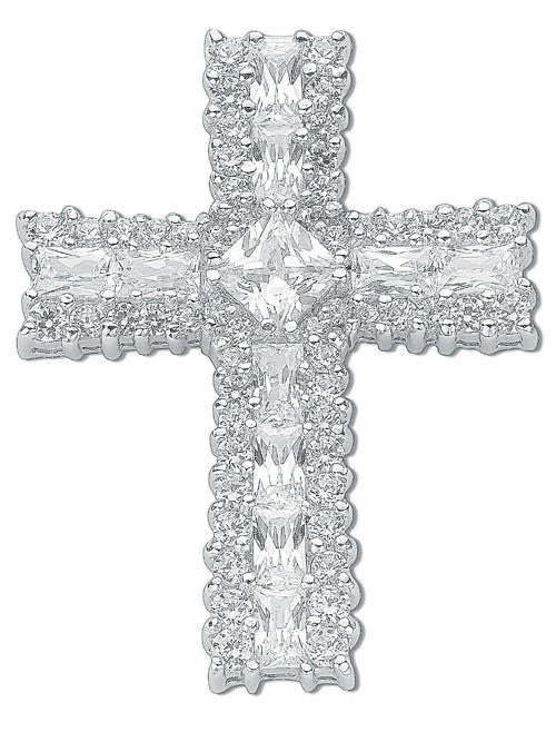 Silver Fancy Cubic Zirconia Cross