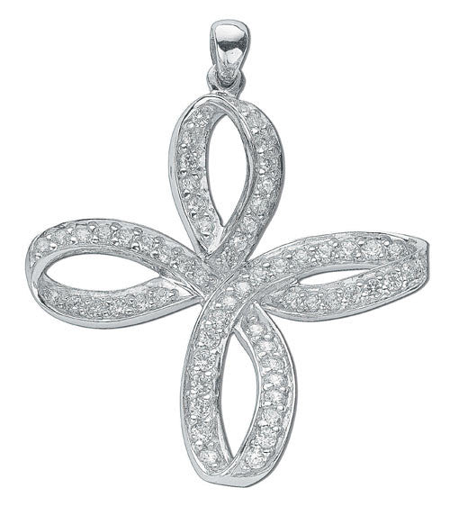 Silver Fancy Cubic Zirconia Cross - Silver
