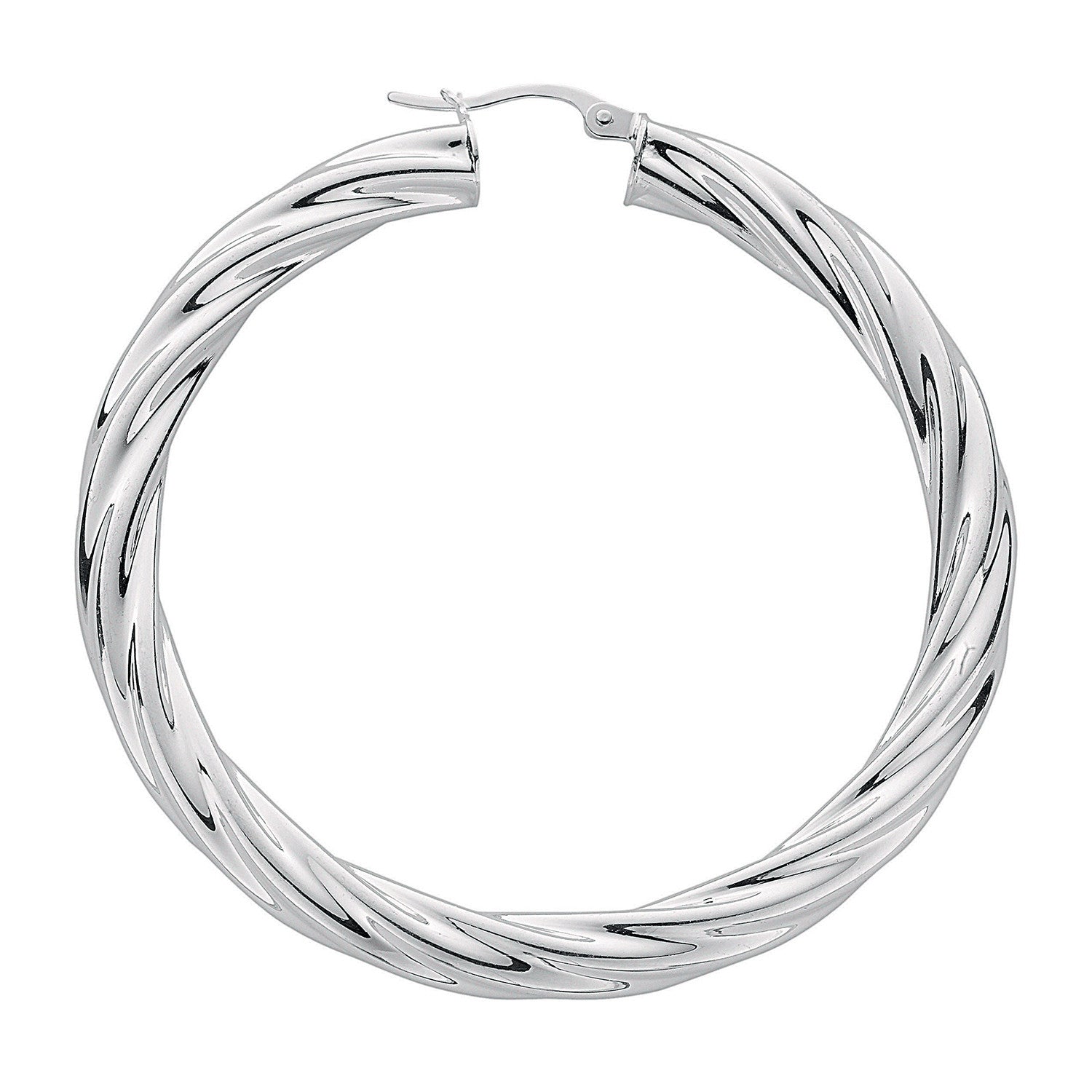 Silver Twisted Hoop Earrings - Silver
