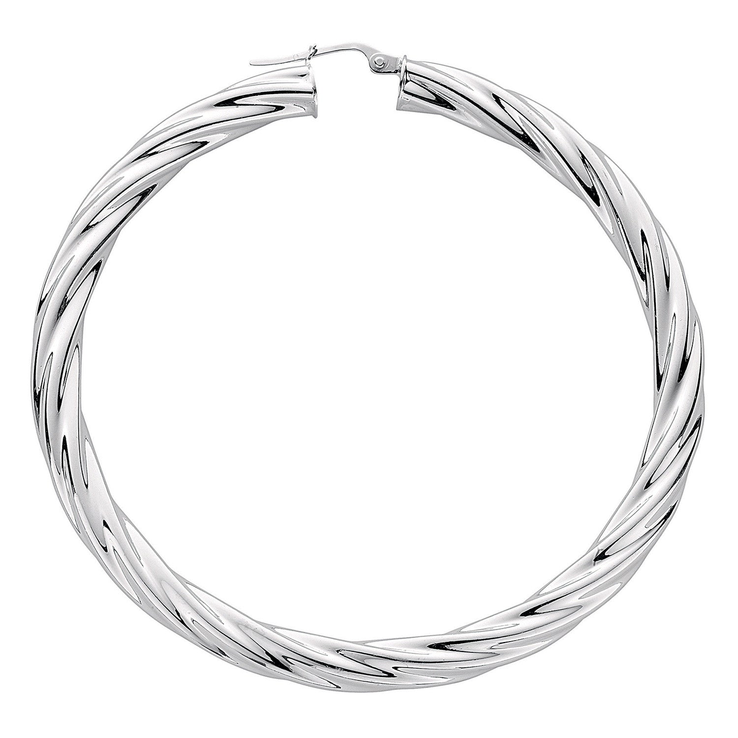 Silver Twisted Hoop Earrings - Silver