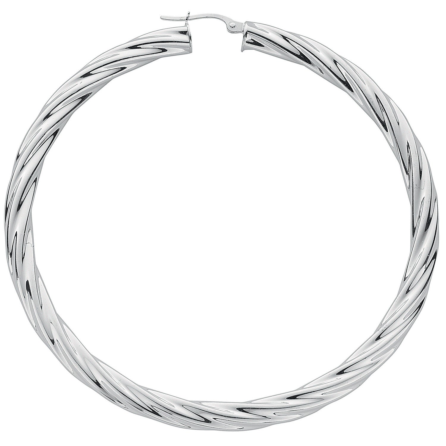 Silver Twisted Hoop Earrings - Silver