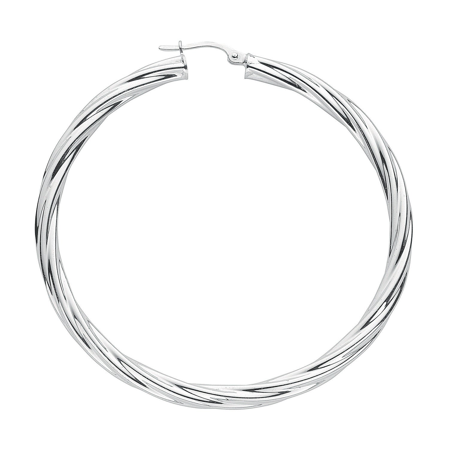 Silver Twisted Hoop Earrings - Silver