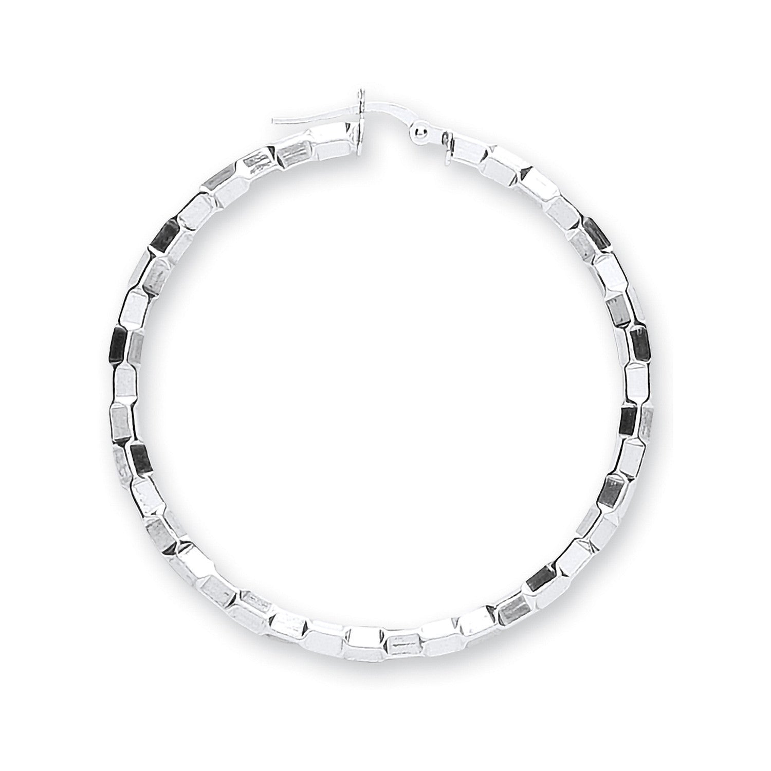 Silver Fancy Hoop Earrings - Silver