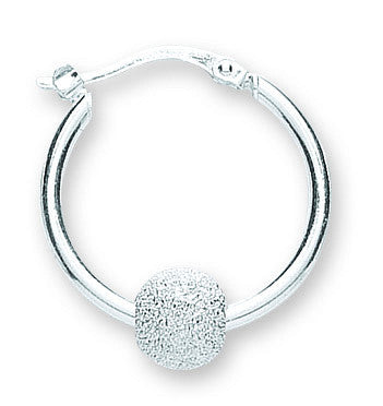 Silver Glitter Ball Hoop Earrings - Silver