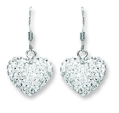 Silver Heart Crystal Drops - Silver
