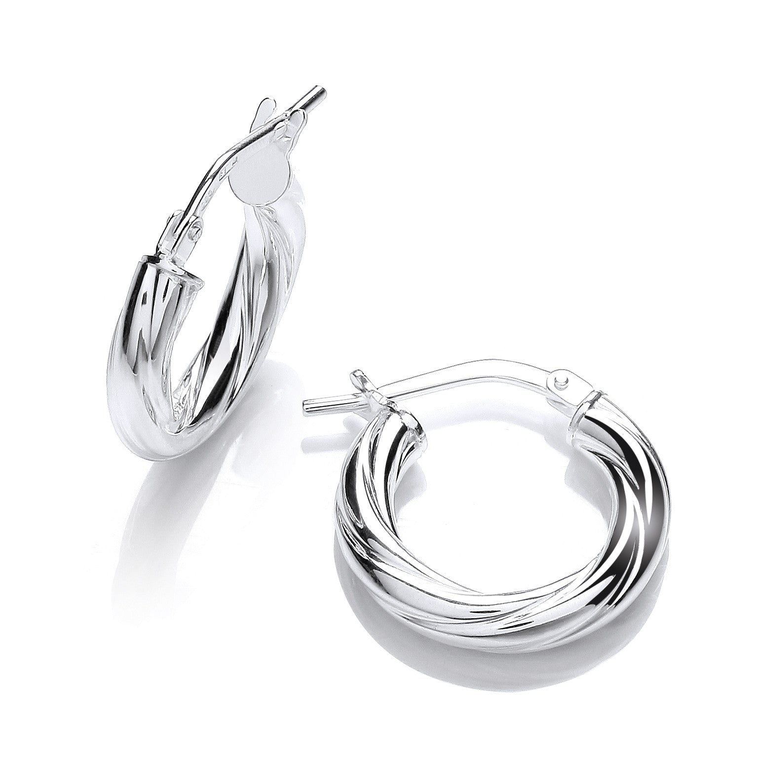 Silver Round Twist Hoop Earrings - Silver