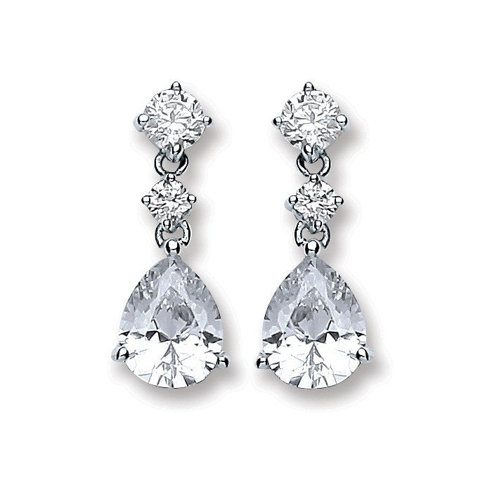 Silver Cz's Small Teardrop Earrings
