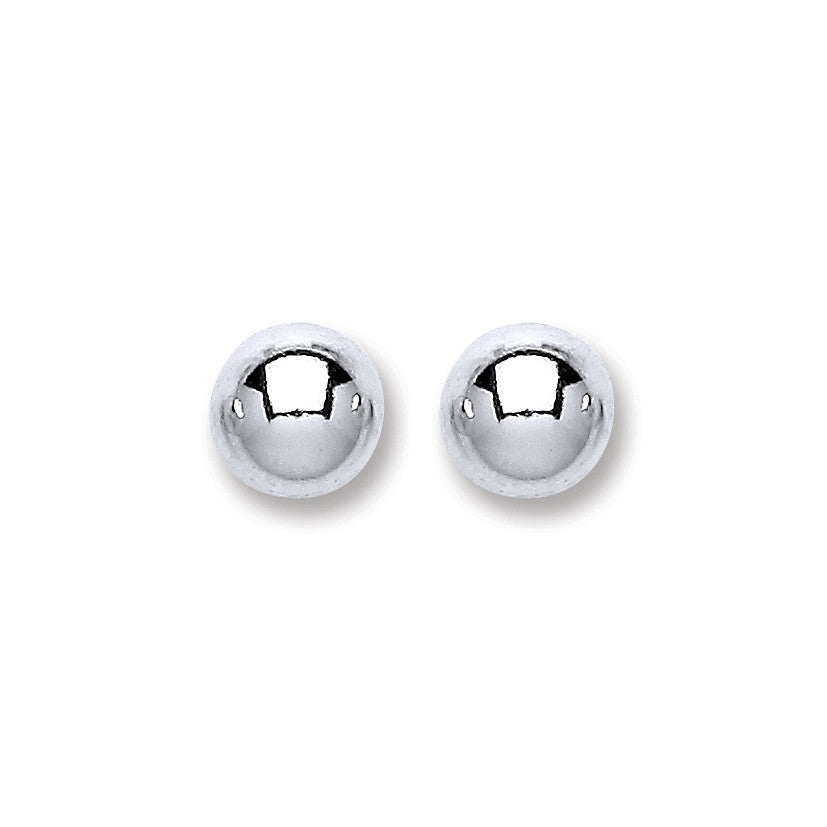 Silver Ball Stud 6mm Earrings - Silver