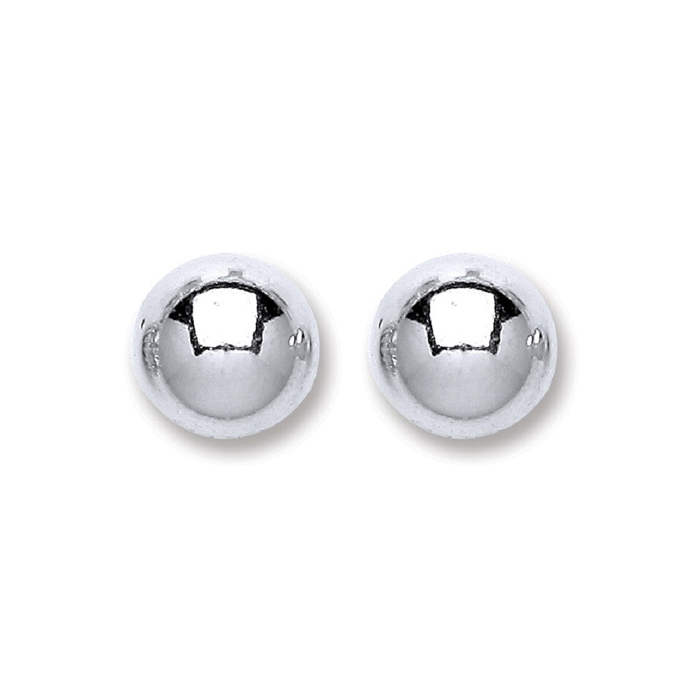Silver Ball Stud 8mm Earrings - Silver