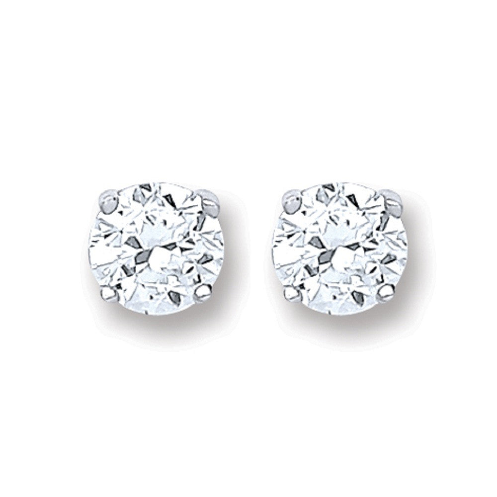 Silver Brilliant Cut Cubic Zirconia 4mm Claw Set Stud - Silver