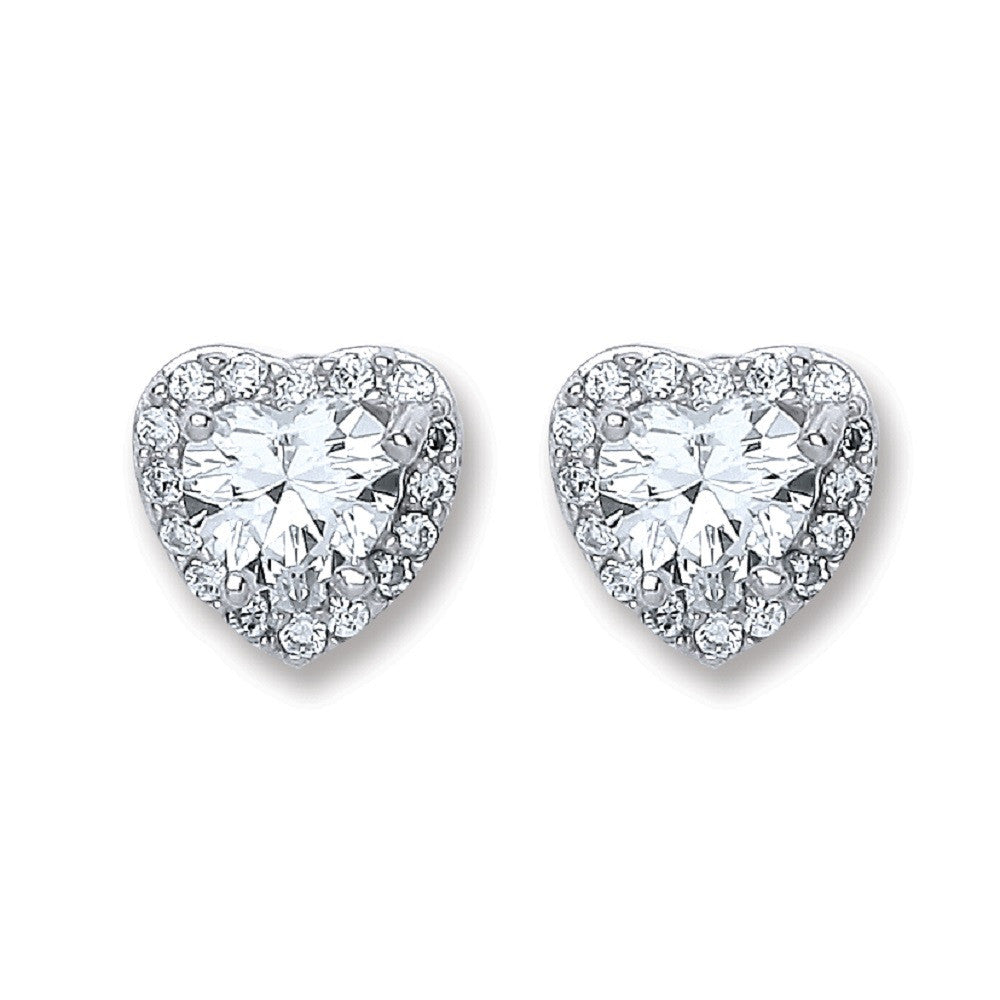 Silver Heart Stud Earrings - Silver