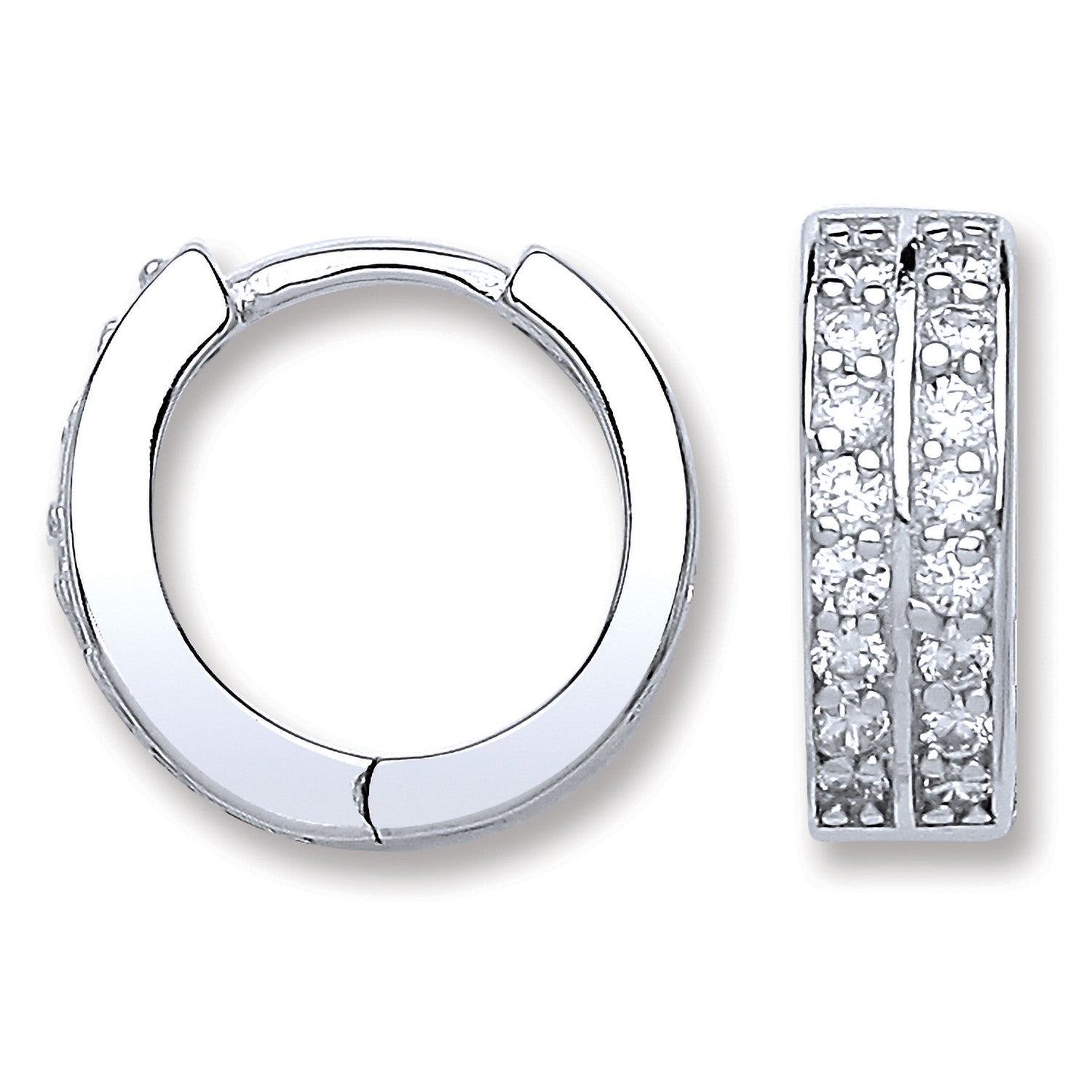 Silver Cubic Zirconia Huggies Earrings - Silver