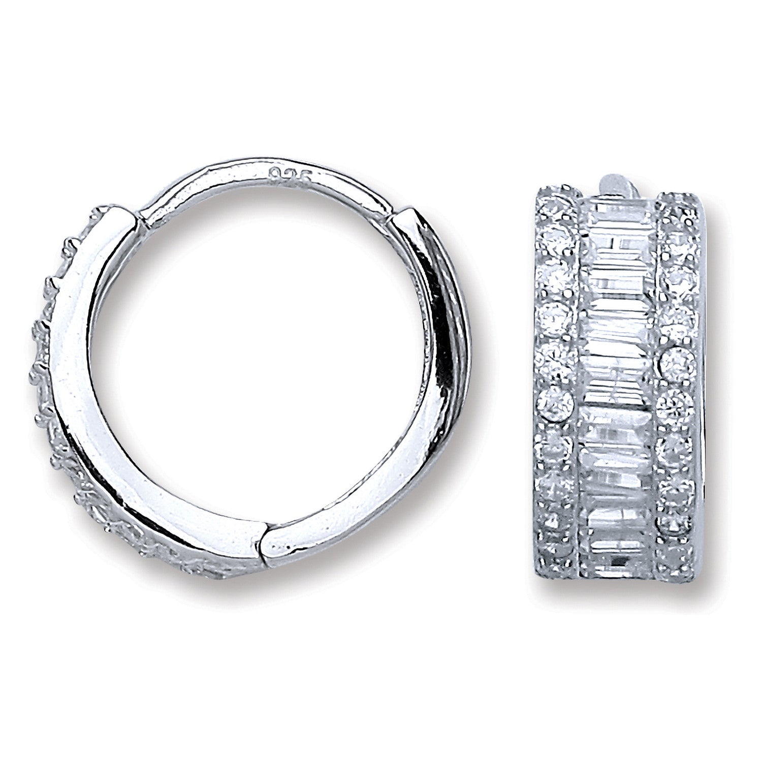 Silver Cubic Zirconia Huggies Earrings - Silver