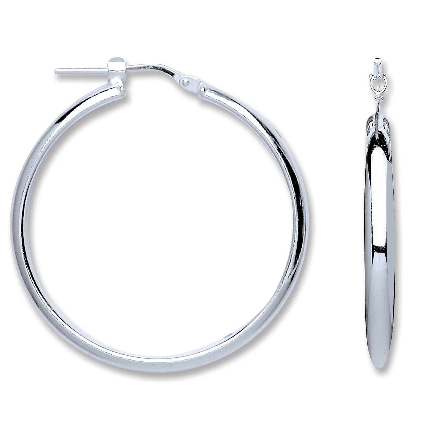 Silver D-Shape Wedds Hoop Earrings - Silver
