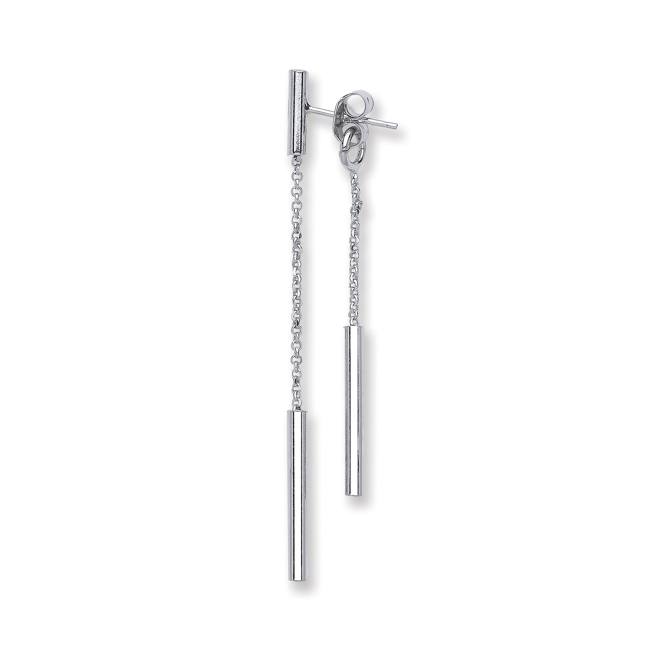 Silver Two Strand Tube Drop Earrings - Silver