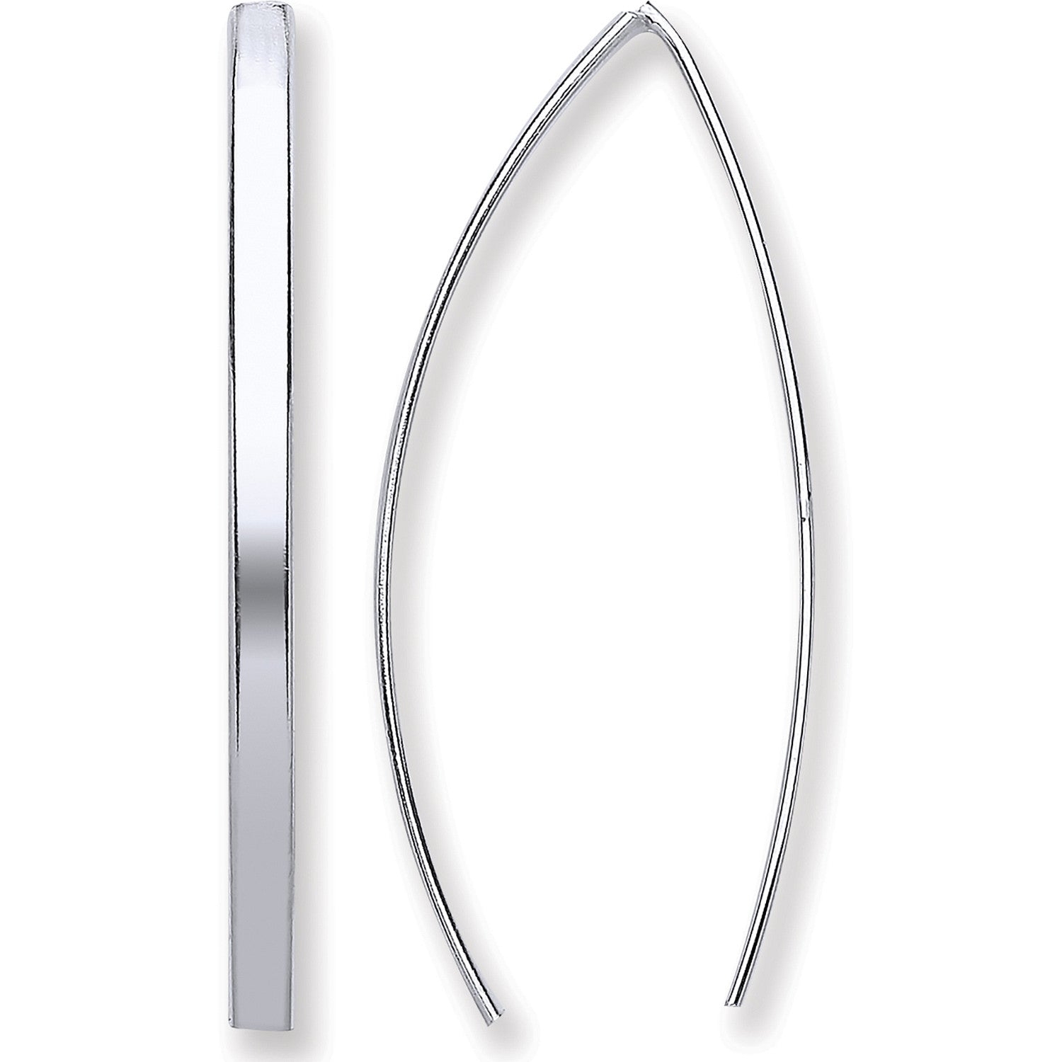Silver Two Pin D-Shape Earrings - Silver