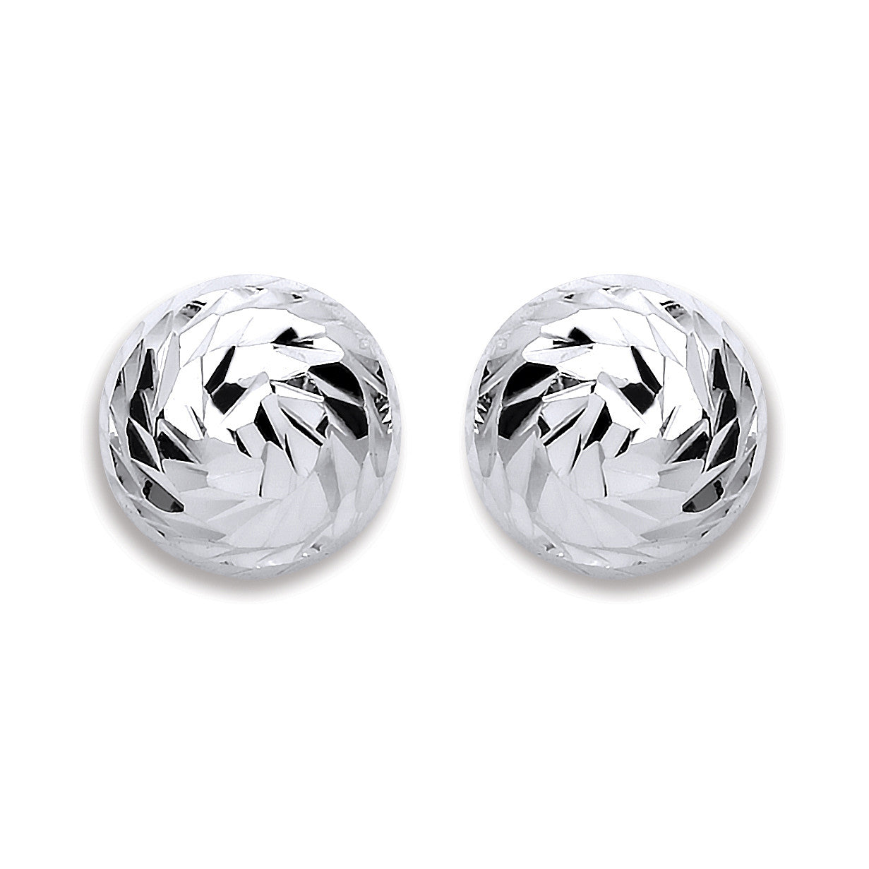 Silver 10mm Disco Half Ball Earrings - Silver