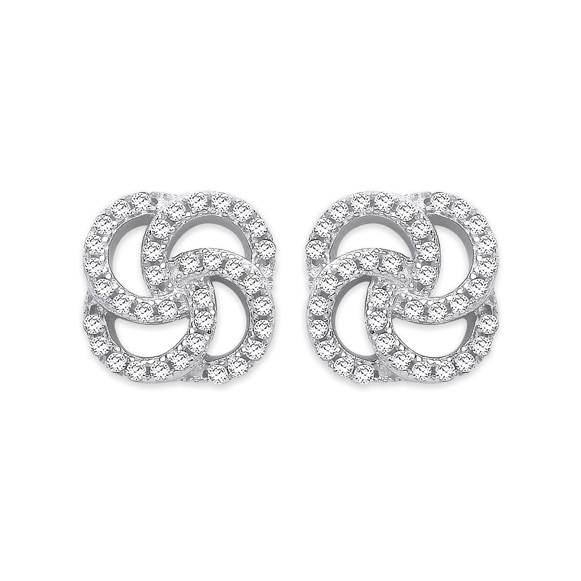 Clous d'oreilles tourbillons en argent avec zircone cubique - Argent