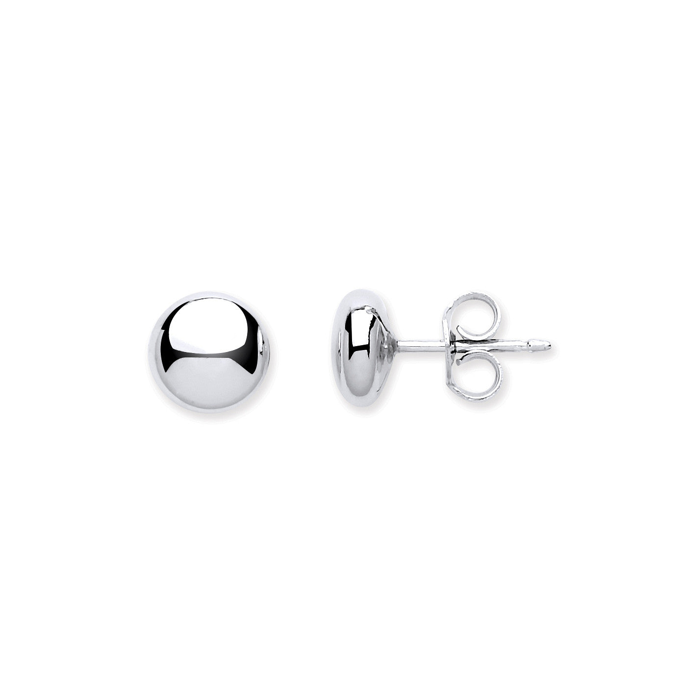 Silver 7mm Button Stud Earrings - Silver