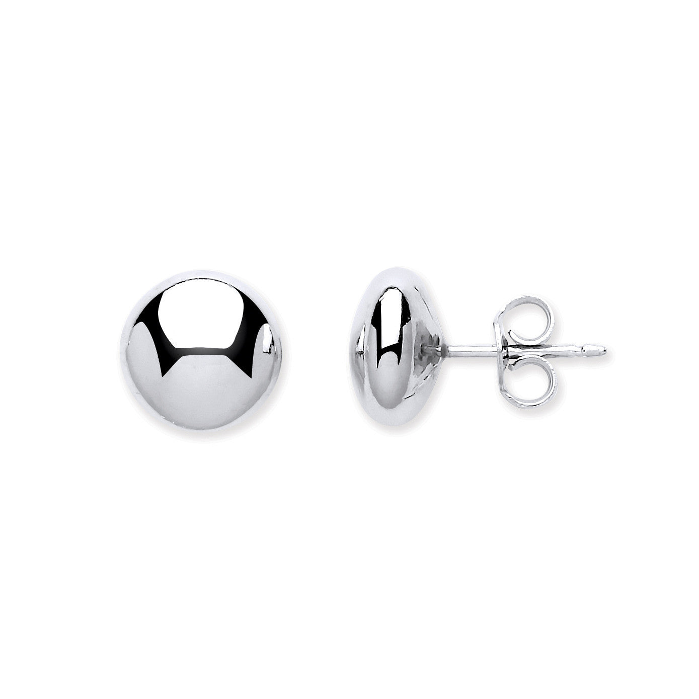Silver 10mm Button Stud Earrings - Silver