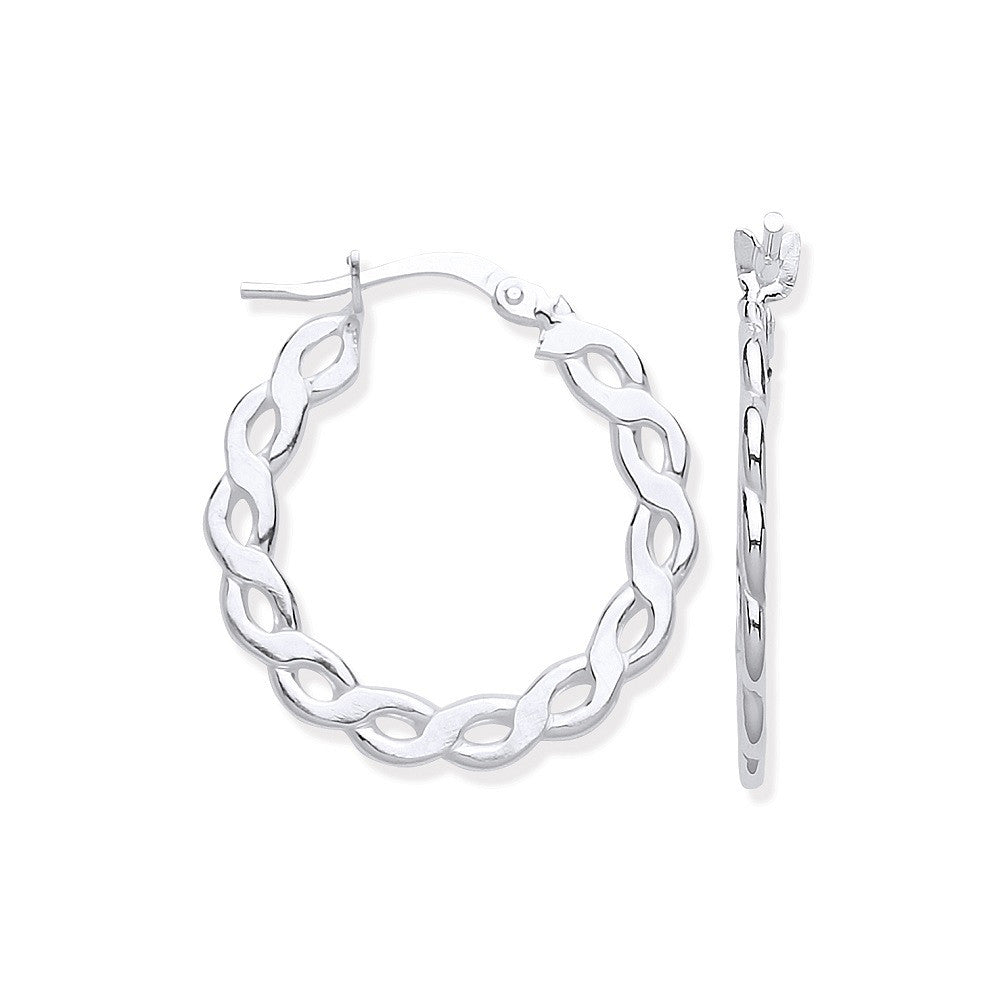 Silver Infinity Link, Round Hoop Earrings - Silver