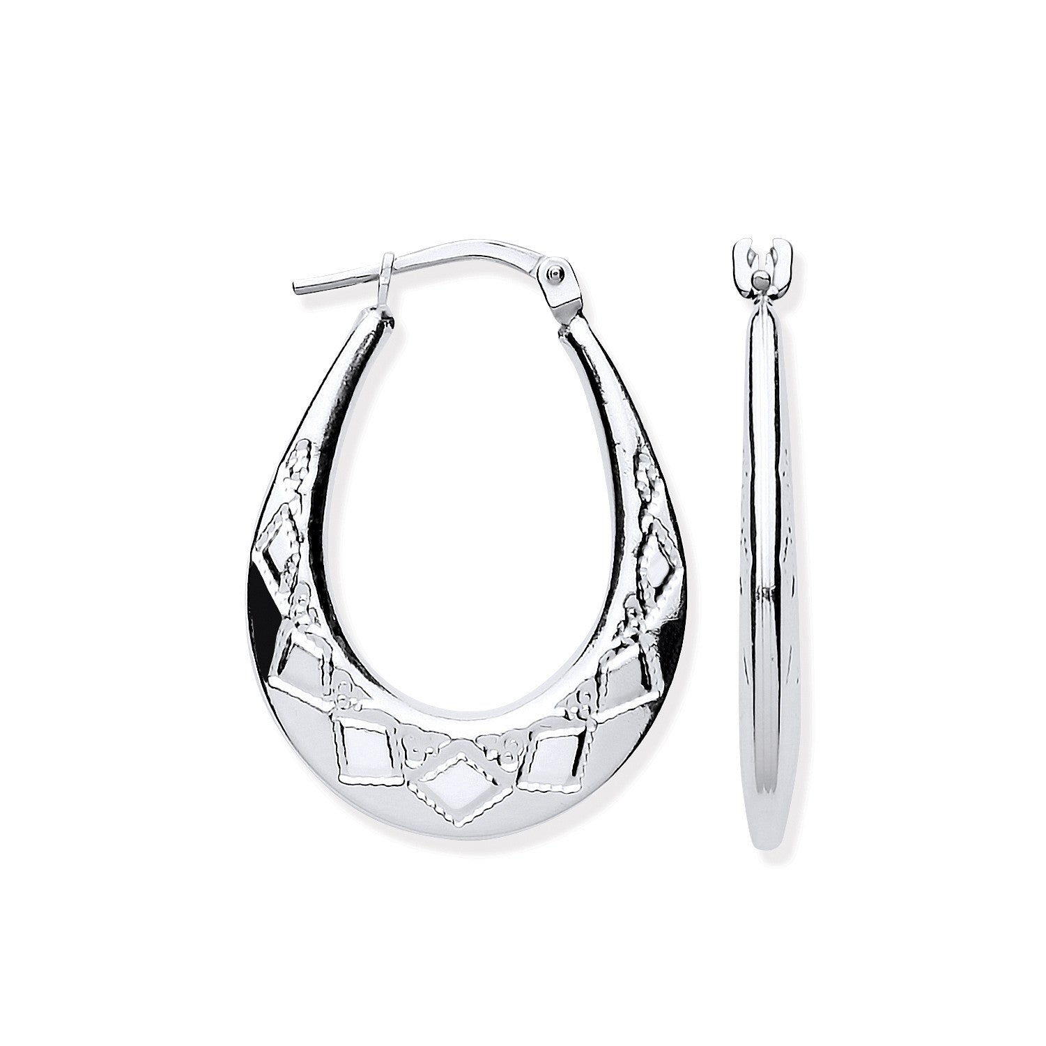 Silver D/C Oval Creoles - Silver