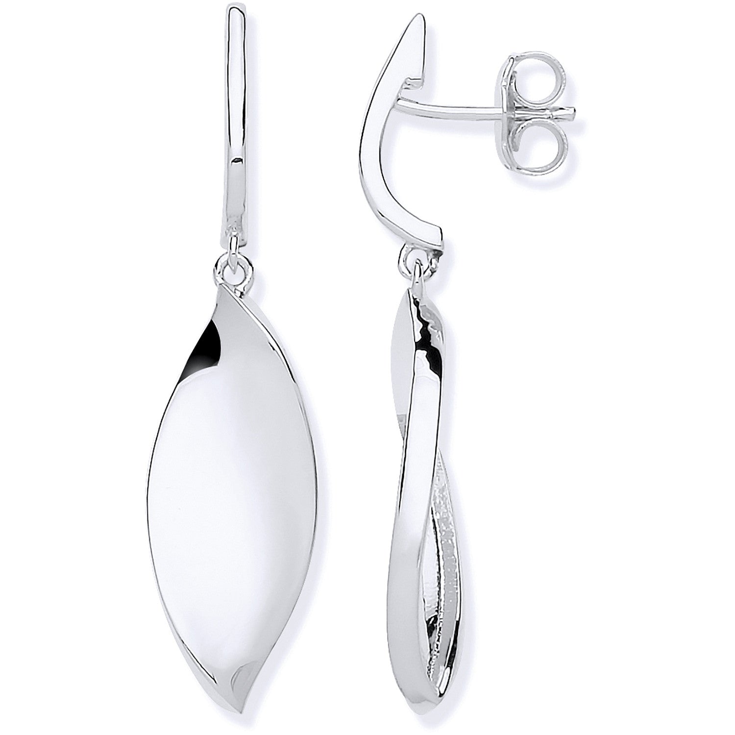 Silver Twist Drop Earrings - Silver