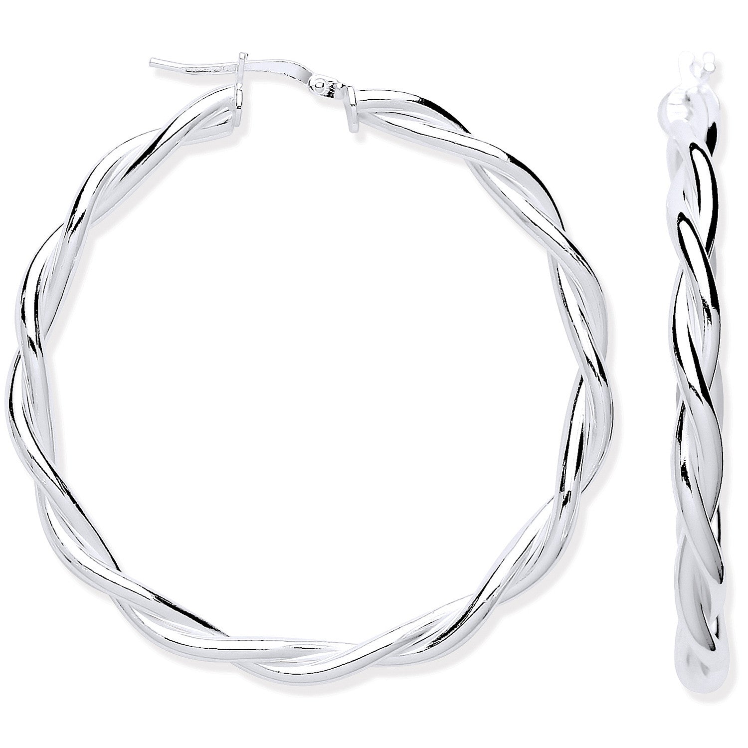 Silver Twist Hoop 40mm Earrings - Silver