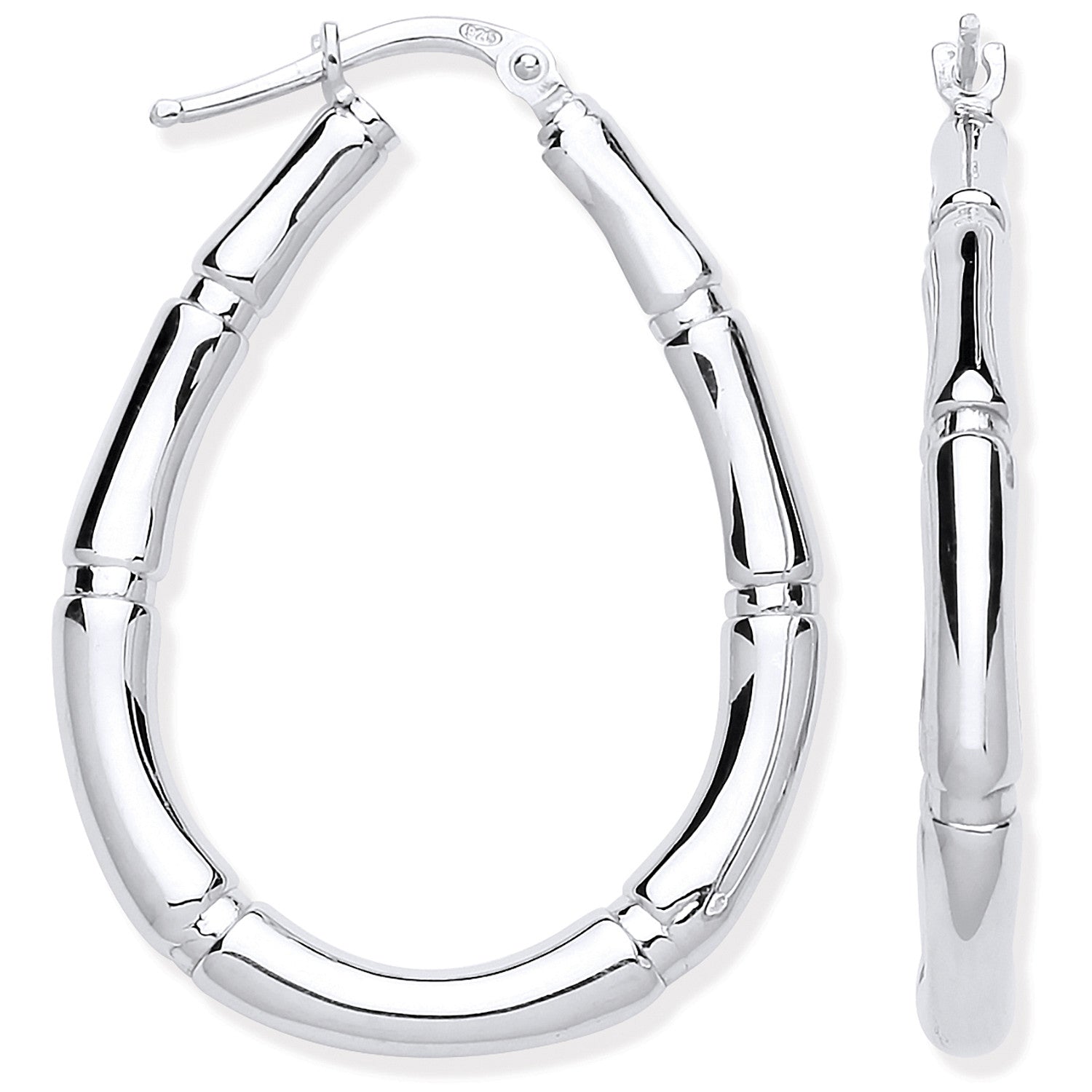 Silver Bamboo Creole Earrings - Silver