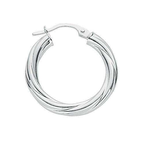Silver Twisted Hoop Earrings - Silver