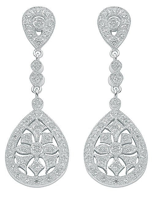 Silver Chandelier Cz Drop Earrings
