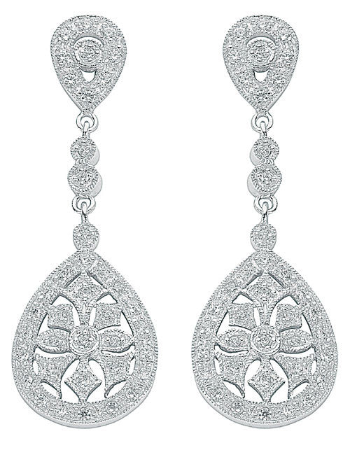 Silver Chandelier Cubic Zirconia Drop Earrings - Silver