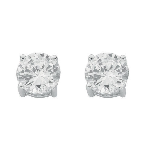 Silver Claw Set Cubic Zirconia 10mm Stud Earrings - Silver