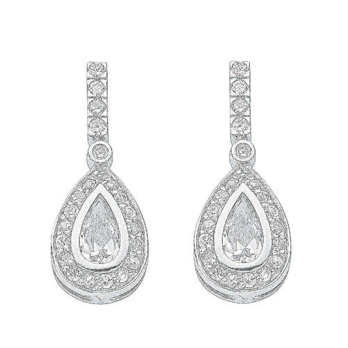 Silver Fancy Cubic Zirconia Drops - Silver