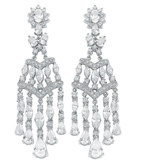 Silver Fancy Cz Chandelier Drops