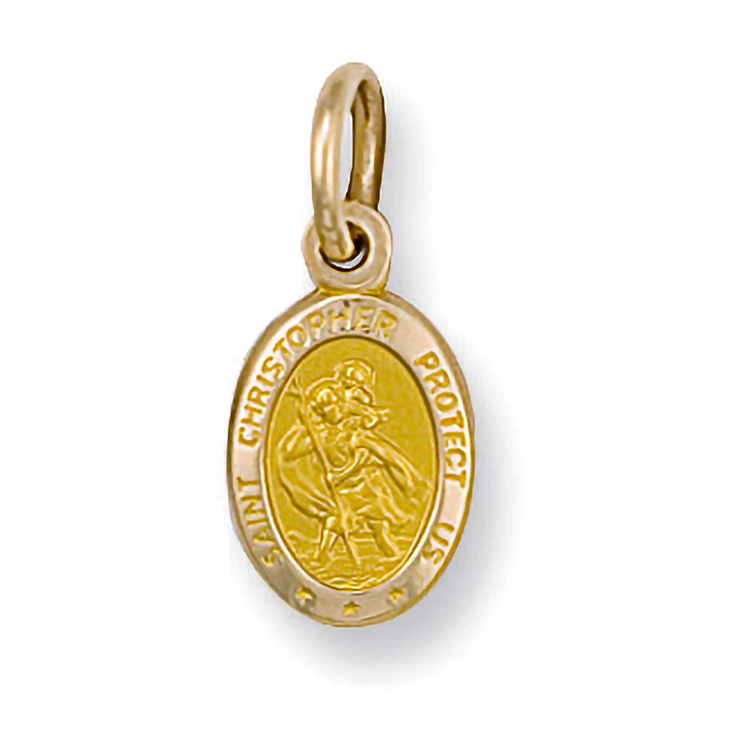 Yellow Gold Oval Saint Christopher Protect Us Pendant - 9ct Gold