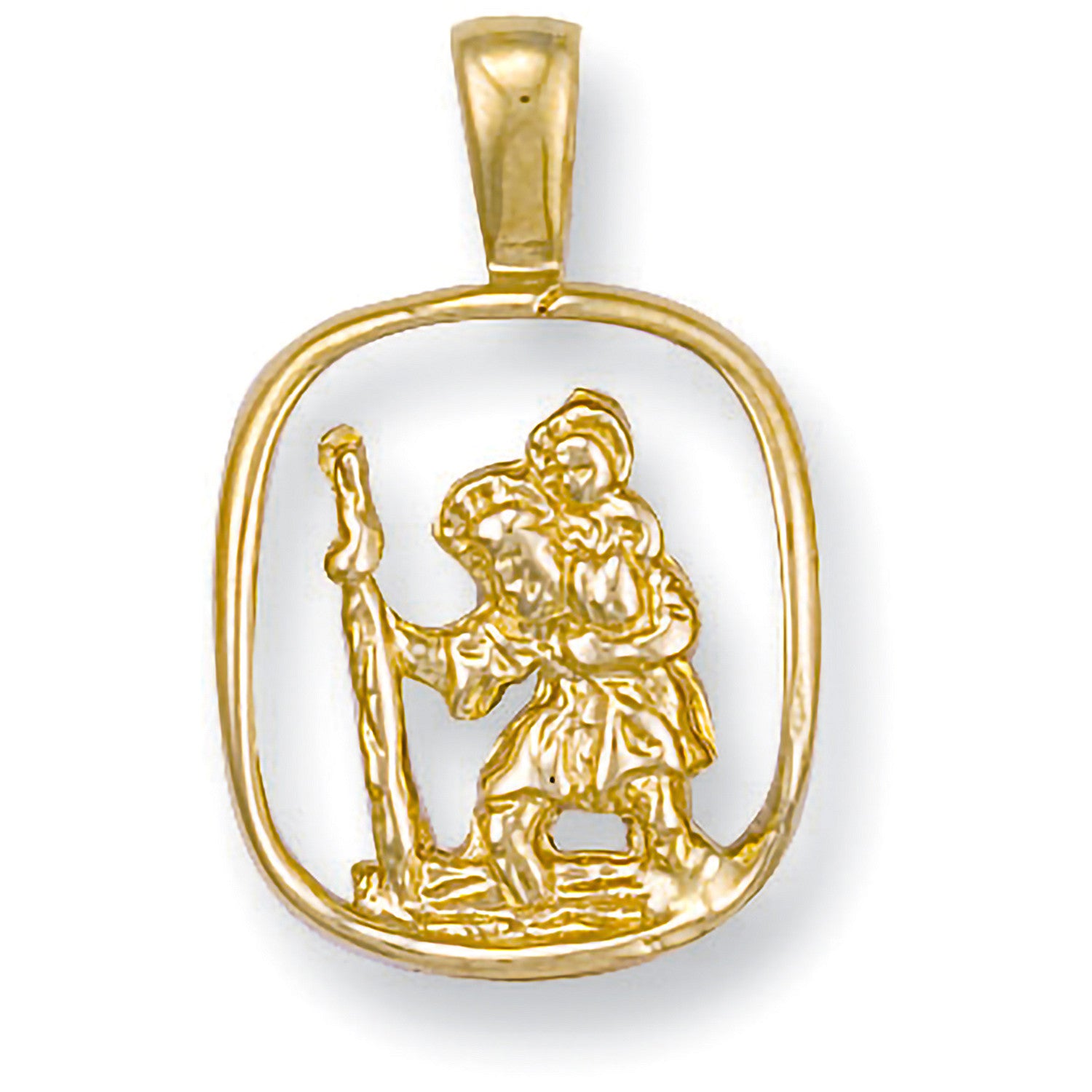 Yellow Gold Cut Out St Christopher Pendant - 9ct Gold
