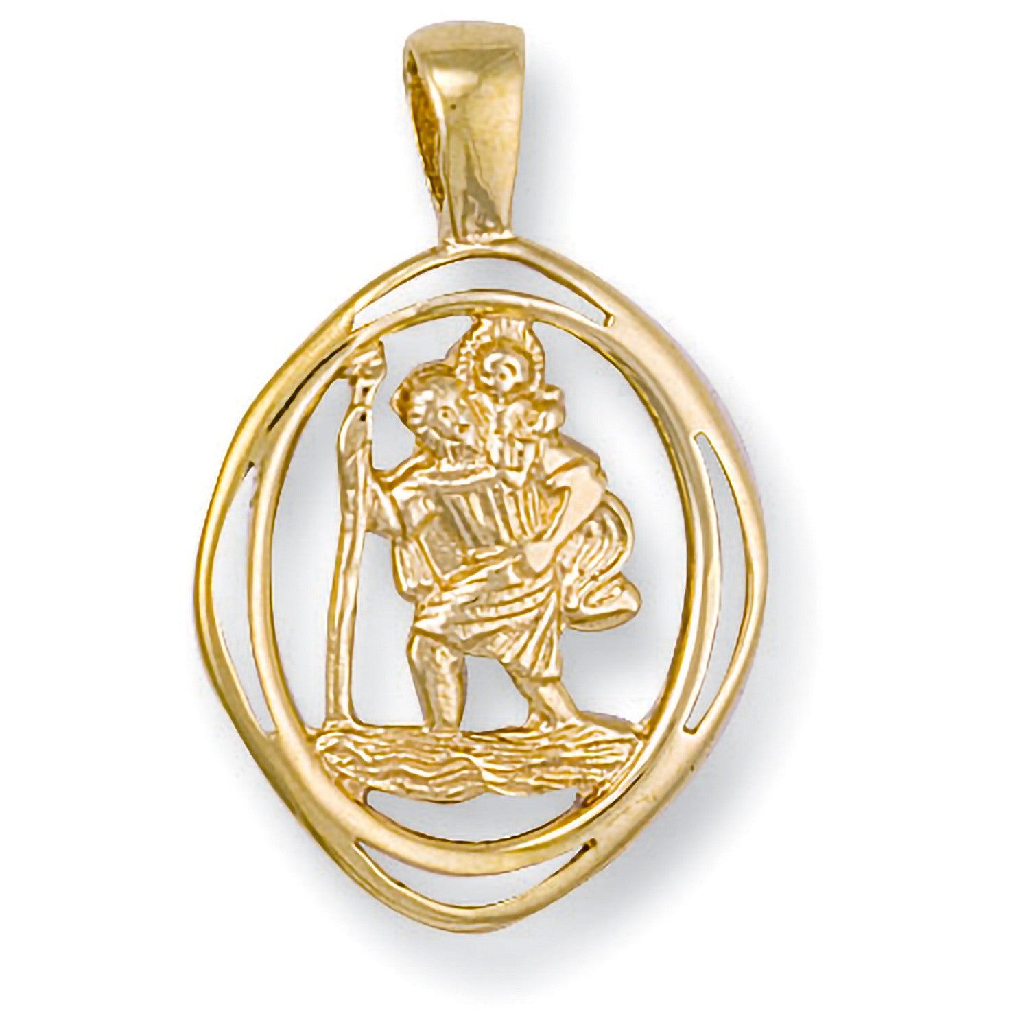 Yellow Gold Cut Out St Christopher Pendant - 9ct Gold