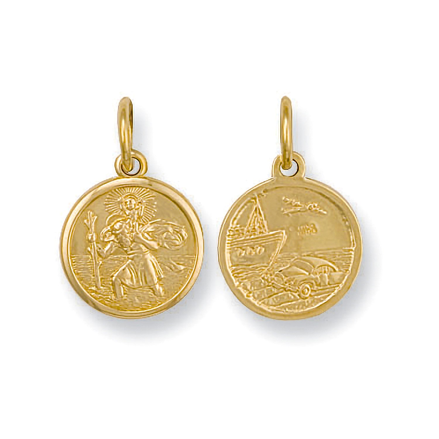 Yellow Gold Double Sided St Christopher Pendant - 9ct Gold