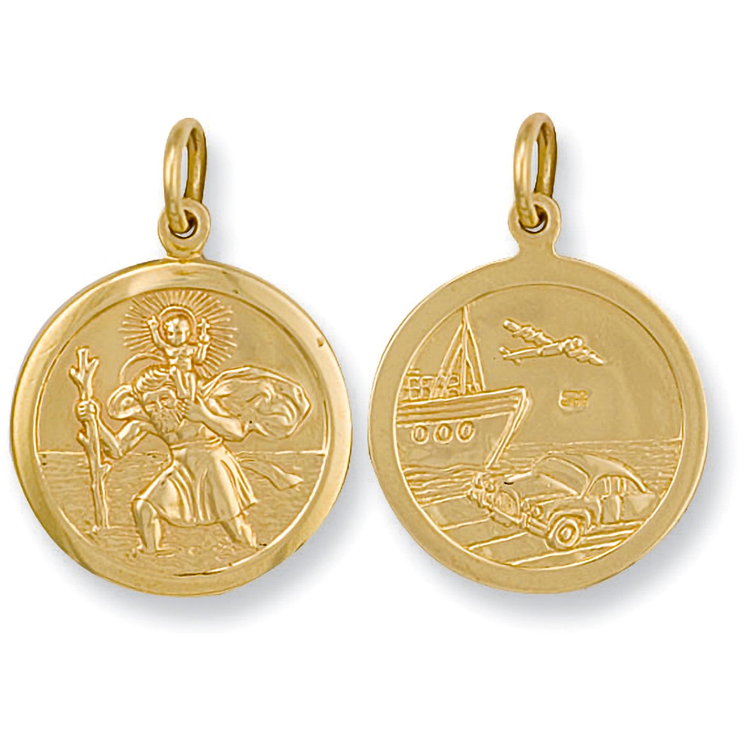 Yellow Gold Double Sided St Christopher Pendant - 9ct Gold