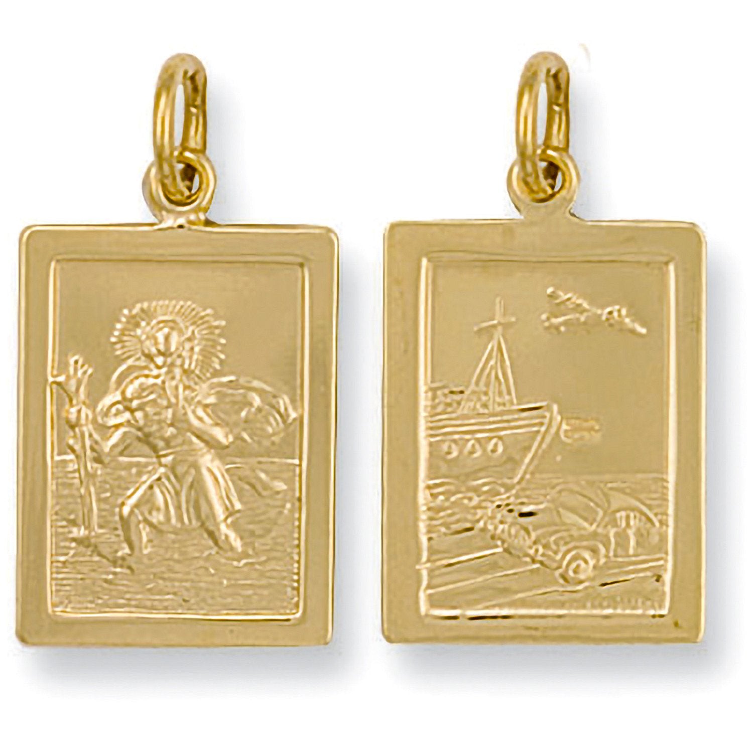 Y/G Rectangular Shaped St Christopher Pendant