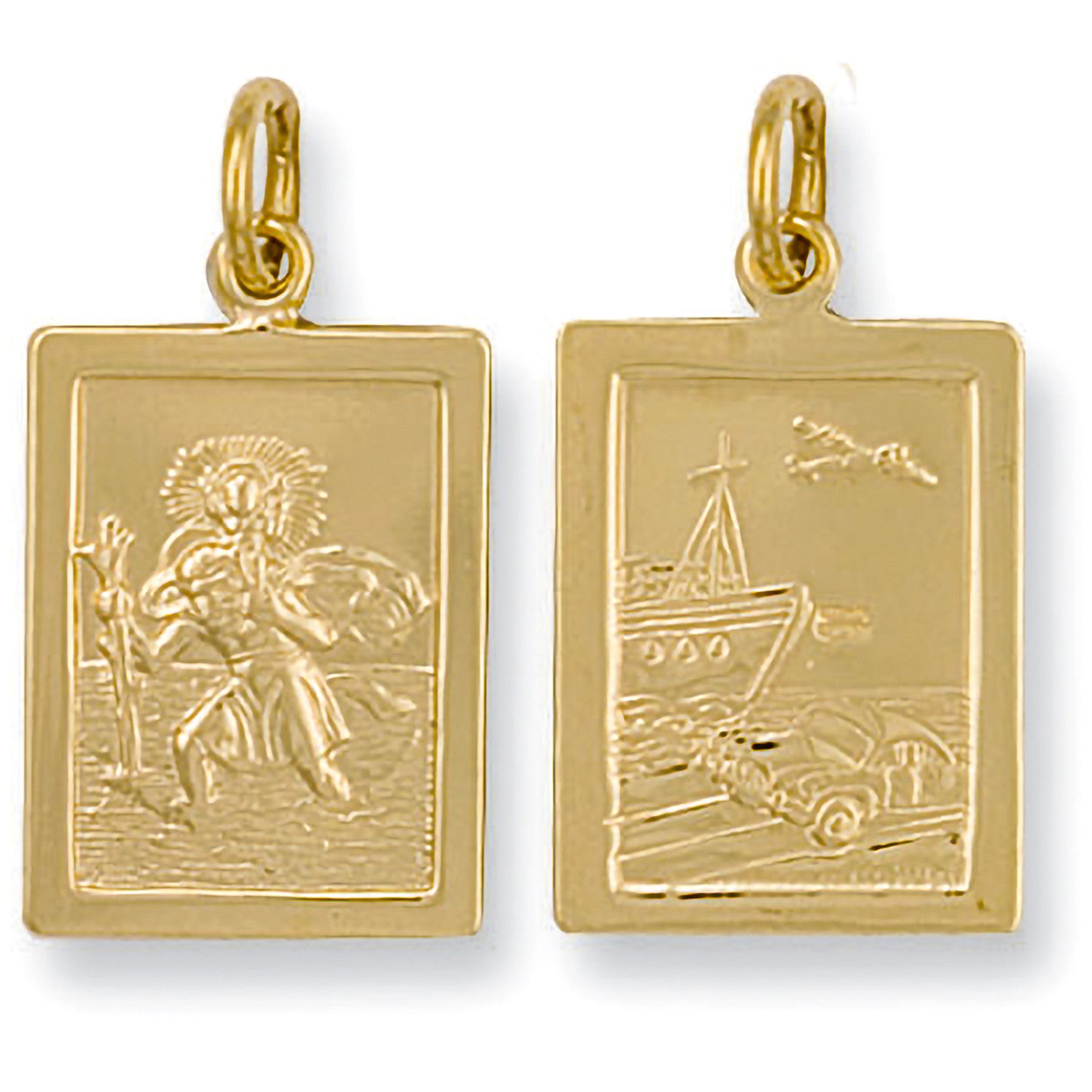 Yellow Gold Rectangular Shaped St Christopher Pendant - 9ct Gold