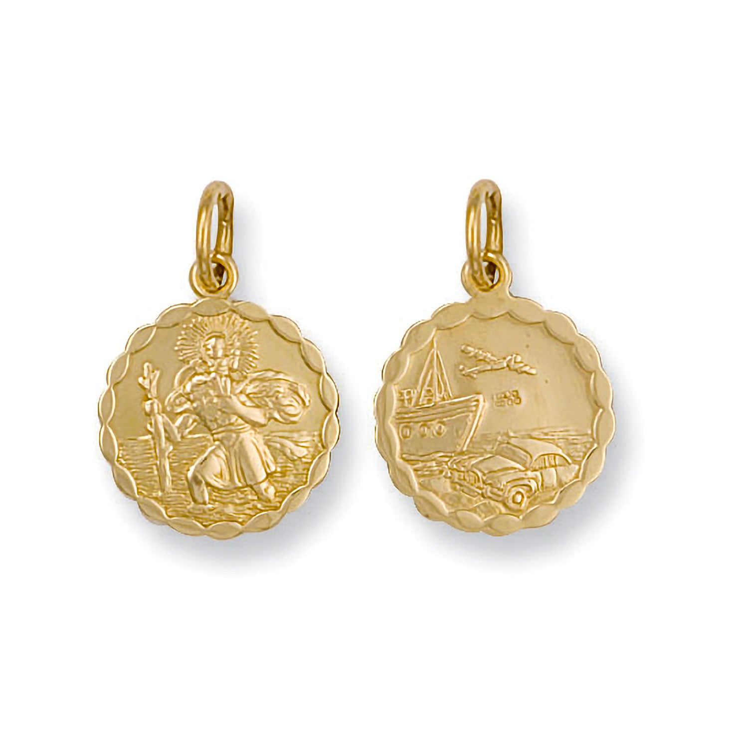 Yellow Gold Double Sided Fancy St Christopher Pendant - 9ct Gold