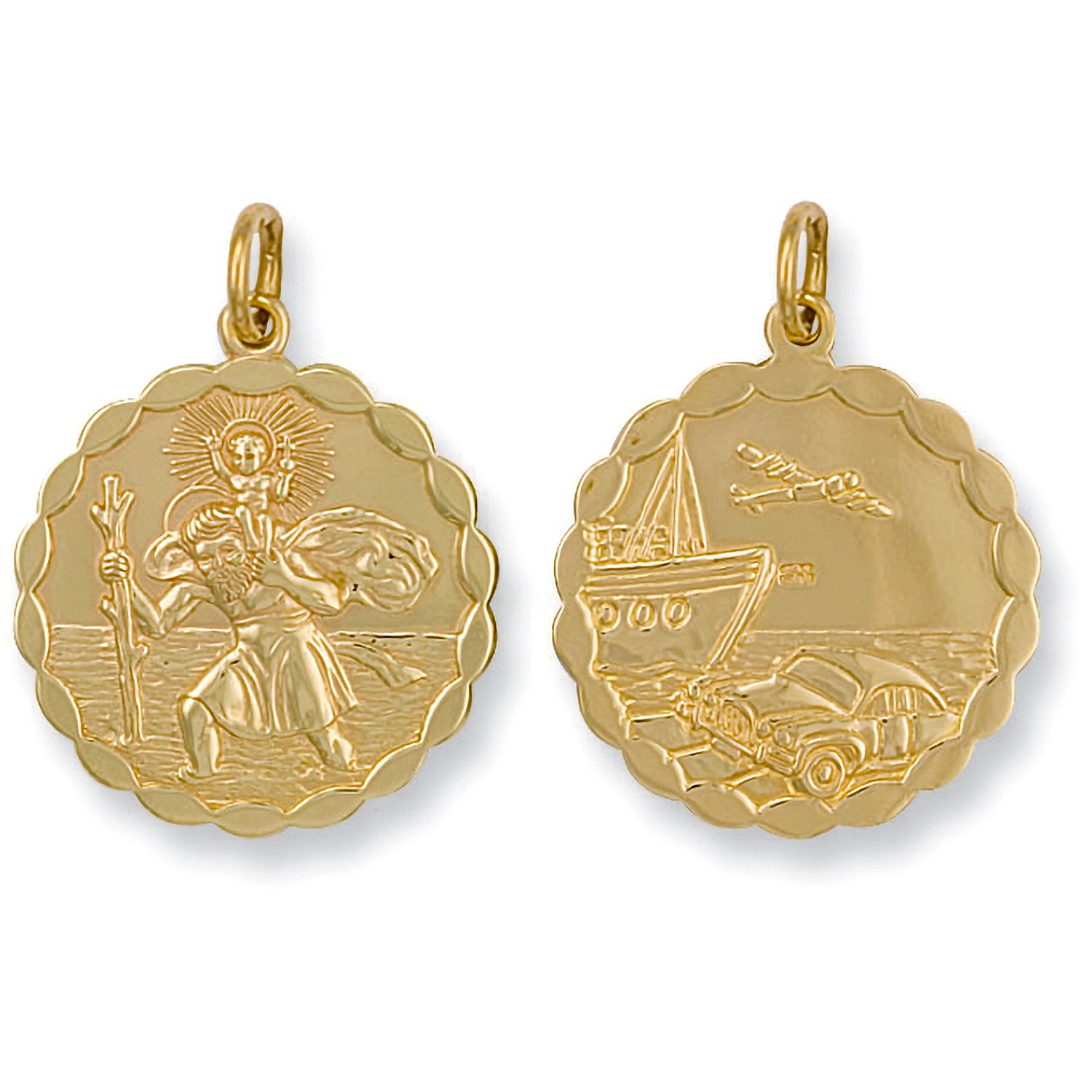 Yellow Gold Double Sided Fancy St Christopher Pendant - 9ct Gold
